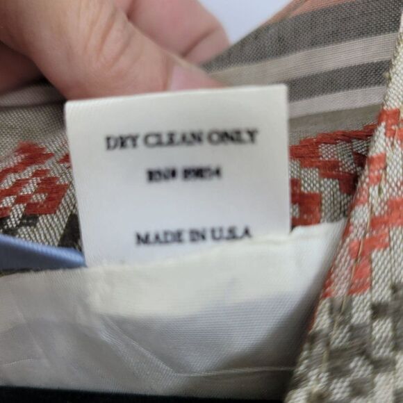 Vintage Southwestern Blazer M Sage Rust Linen Embroidered 2 Button Duster USA - Picture 16 of 17